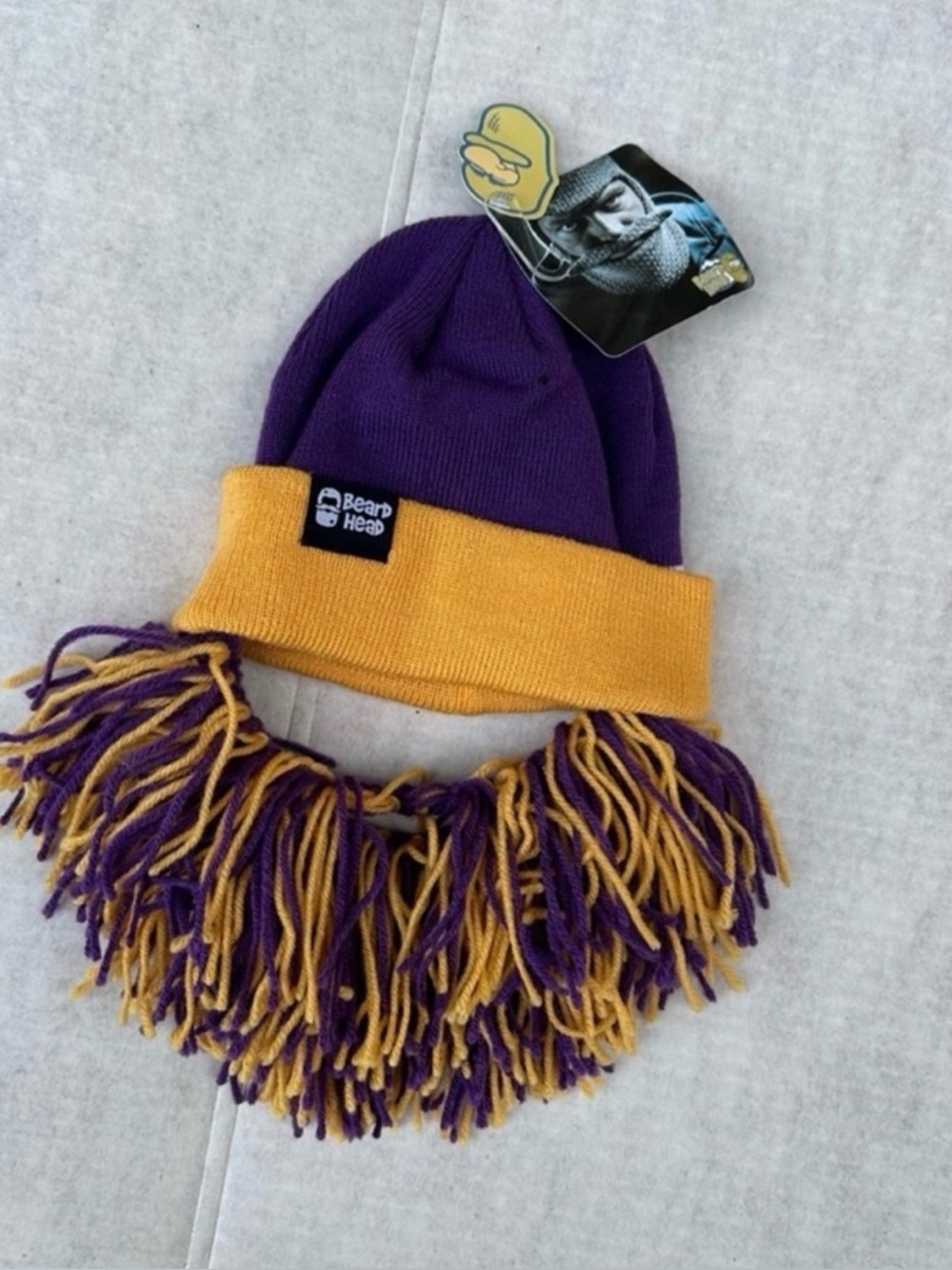 Beard Head Tailgate Barbarian beanie hat purple gold